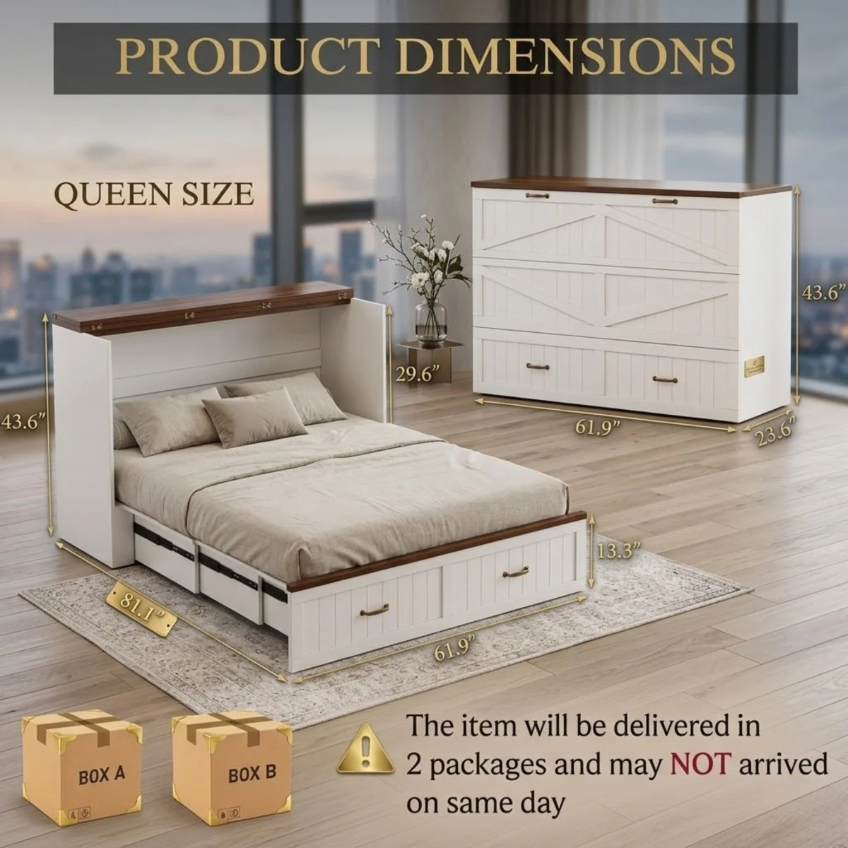 Haven Hideaway | Queen Size Storage Cabinet Murphy Bed with Charging Station - Image 10