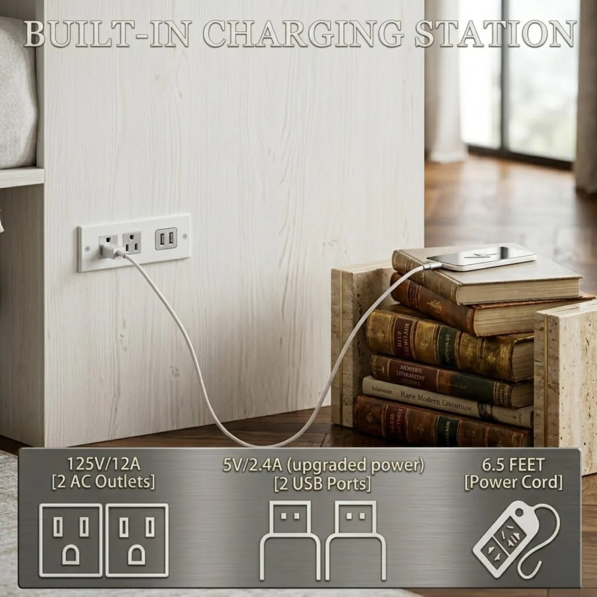 Haven Hideaway | Queen Size Storage Cabinet Murphy Bed with Charging Station - Image 11