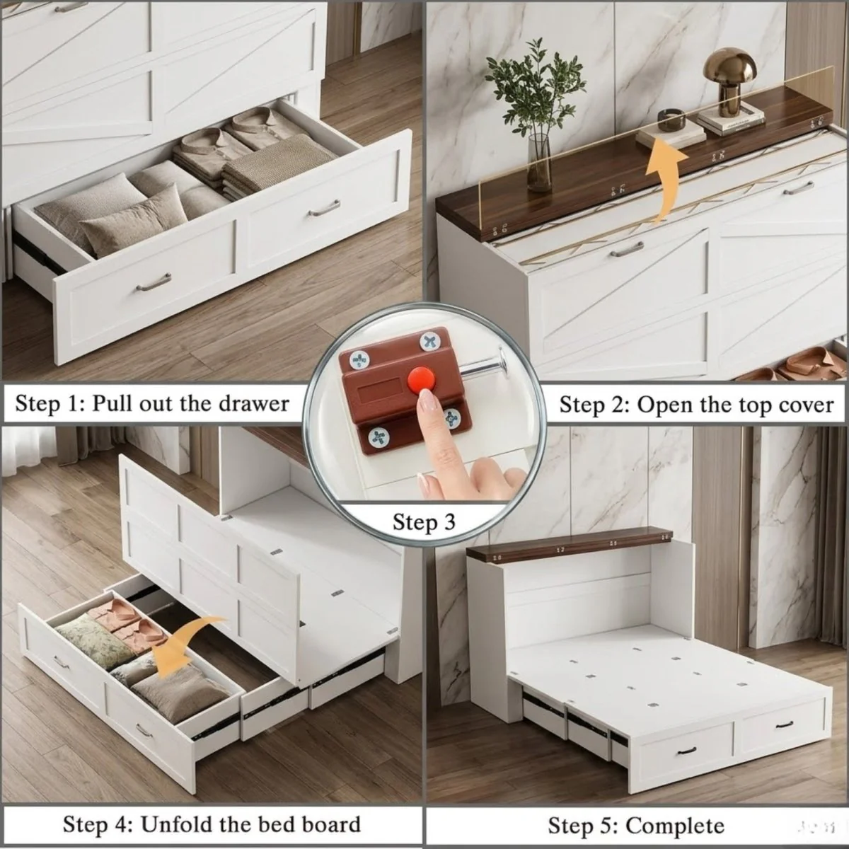 Haven Hideaway | Queen Size Storage Cabinet Murphy Bed with Charging Station - Image 12