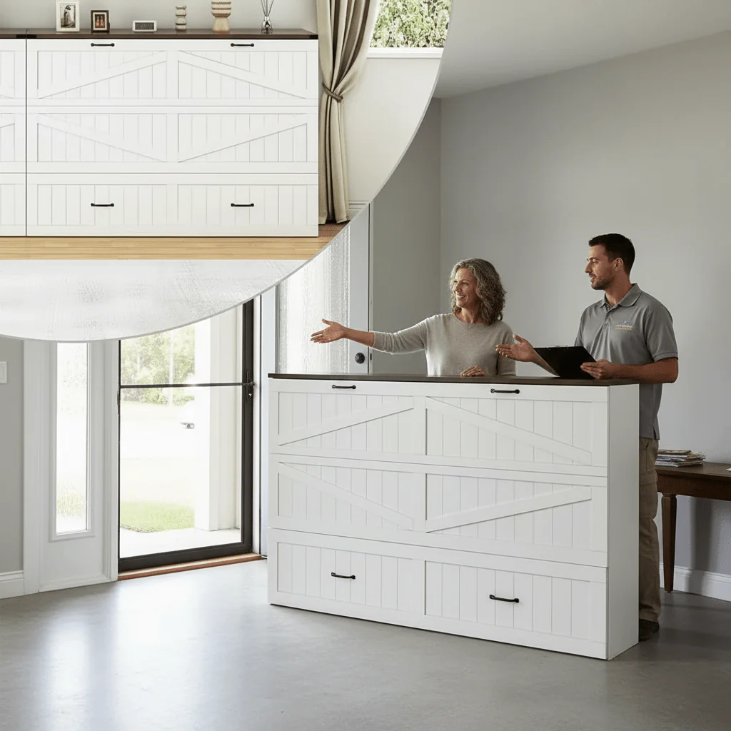 Haven Hideaway | Queen Size Storage Cabinet Murphy Bed with Charging Station - Image 5