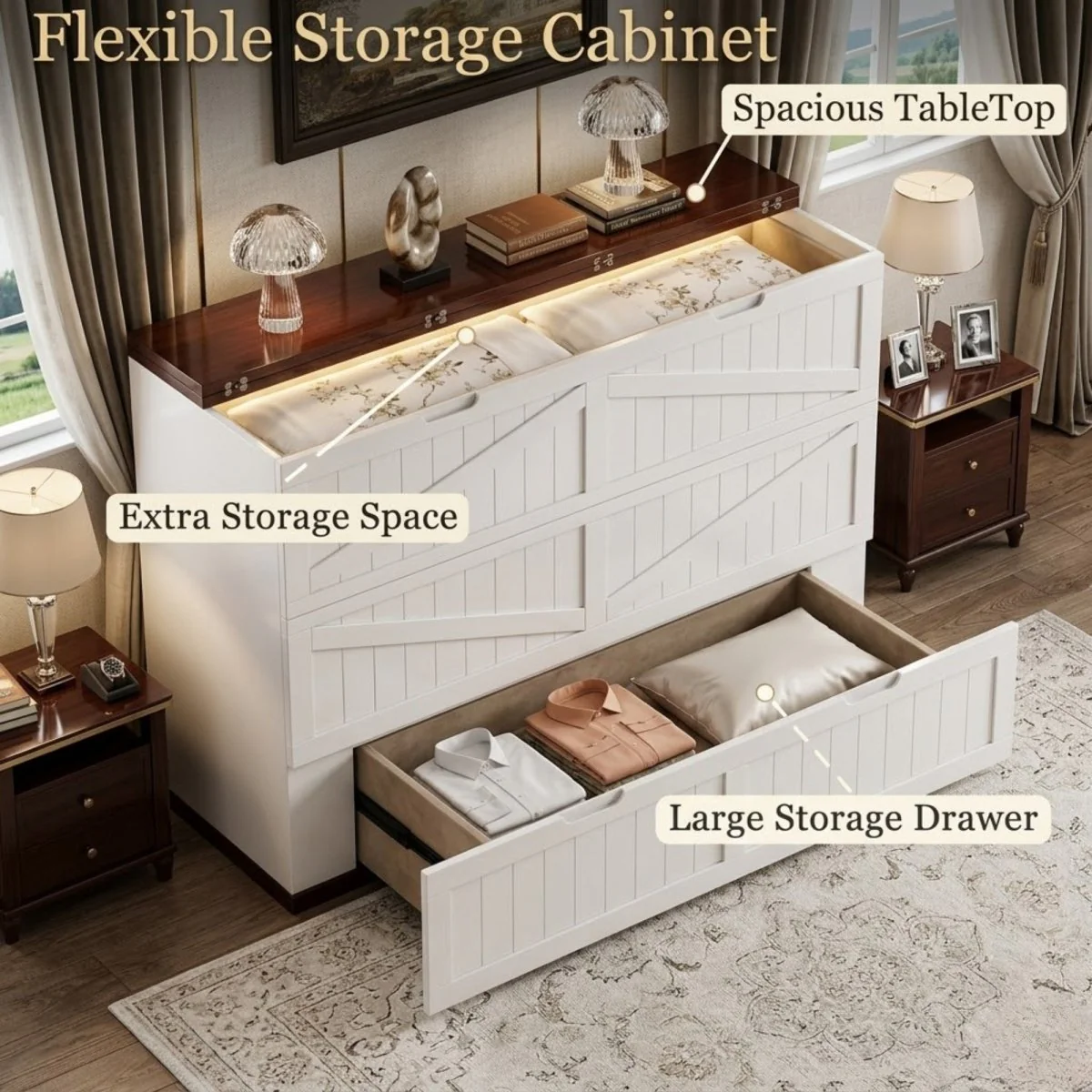Haven Hideaway | Queen Size Storage Cabinet Murphy Bed with Charging Station - Image 9