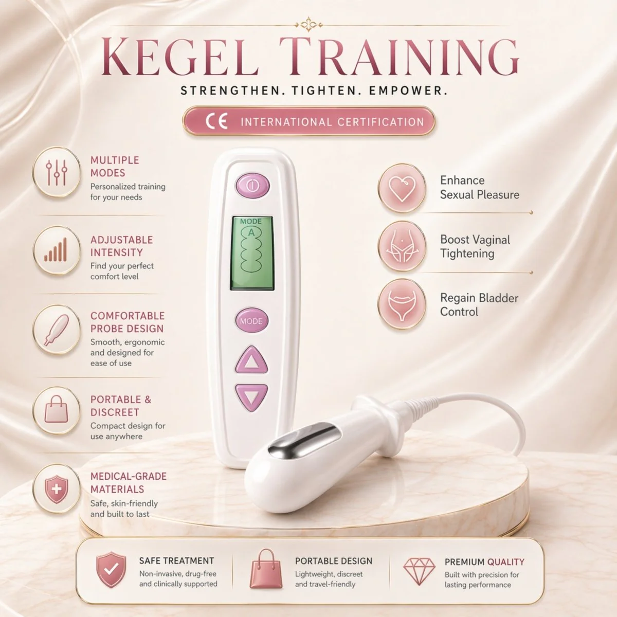 Pelvic Floor Muscle Repair Device & Vaginal Probe for Bladder Control & Tightening. Clinical-Tested Medical-Grade Kegel Trainer with Multi-Modes - Image 7